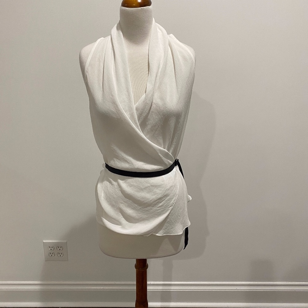 Helmut Lang for Intermix white faux wrap top